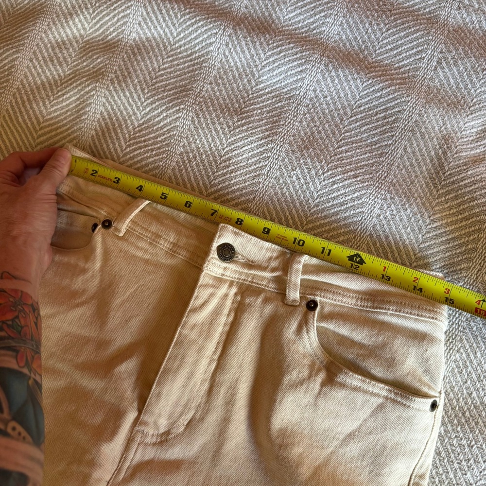 Toad&Co Balsam Seeded Cutoff Pant Women 6 Cream High Rise Wide Leg Raw Hem Denim - Picture 8 of 10